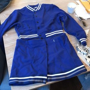 American apparel skirt and varsity jacket
